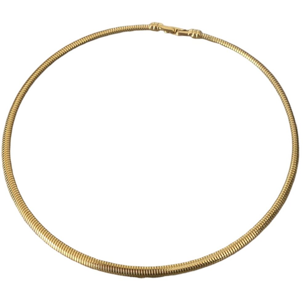 Vintage Monet Omega Choker Necklace Gold tone 1980's Snake Chain